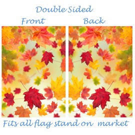 ShineSnow Autumn Fallen Maple Leaves Fall Seasonal Scenery House Flag 28" x 40" Double Sided Polyester Welcome Yard Garden Flag Banners for Patio Lawn Home Outdoor Decor