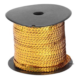 1 rollo de cadena de lentejuelas, 6 mm de lentejuelas planas de cadena de lentejuelas 100 yardas rollo de cinta para manualidades proyectos de bricolaje adornos accesorios de vestuario(Oro láser)