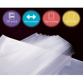 GOLD SEAL No Holes Sheet Protectors, Bulk Pack, Letter Size (8.5 x 11 Inch), Heavyweight Clear View Sheet Protectors, Top Loading, Document Protectors, Artwork Protectors,(100 Pack)