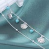 Inateannal Multilayer Shell Anklet Turquoise Beads Anklet Golden Shell Anklet