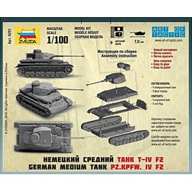 ZVESDA Pz.Kpfw. IV Ausf.F2 Medium Tank 1:100 Snap Fit Model Kit
