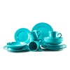 HomeVss, Pearl Dots Stoneware Dinnerware Set (16pc Set, Turquoise)