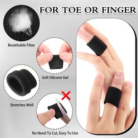 Blulu 16 Pcs Toe Cushion Tube Sleeves Soft Gel Corn Pad Protectors for Cushions Corns, Blisters, Calluses, Toes and Fingers(Black)