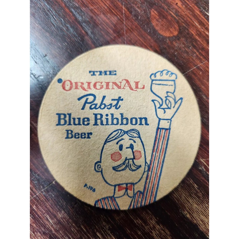 2 NOS Pabst Blue Ribbon Beer Coasters. 1960s vintage can