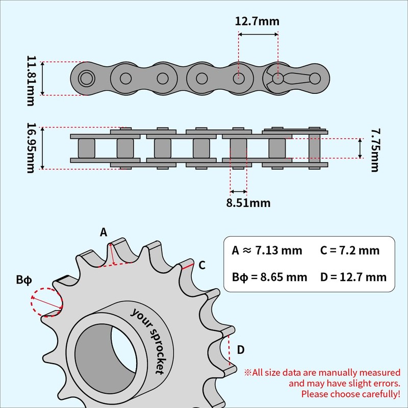 TOPENS LT08B Roller Chain 20 Feet with 2 Connecting Links