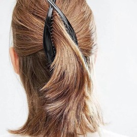 Qiansail 4Pcs Banana Hair Clips, Fishtail Hair Clip Vintage Combs Head Clamps Styling Accessories for Women and Girls (Black, Leopard print, Amber)