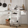 4-Tier White Rolling Cart,Metal Utility Rolling Cart with Handle,Steel Multifunction