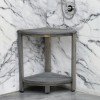 HomeRoots 17" Gray Teak Corner Shower Bench With Shelf