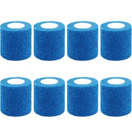 BQTQ 8 Rolls Cohesive Bandage 2 Inch Self Adherent Sport Wrap Tape Stretch Bandage Wrap Athletic Tape for Human and Animals Ankle Sprains Swelling, Blue