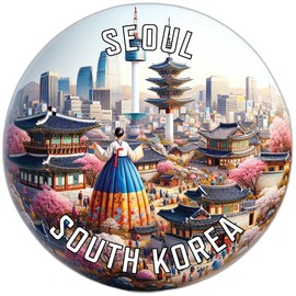 Seoul South Korea Mementos Souvenir Die Cut Decorative Flat Magnet 2-Inch