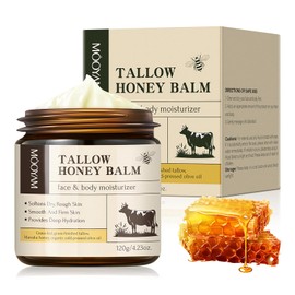 GOZINA Tallow and Honey Balm, Beef Tallow Skin Care Moisturiser - 100% Grass - Tallow Face Cream – Deep Hydration & Skin Barrier Repair, Unscented Oil-Free Moisturizer for Sensitive Skin 120g