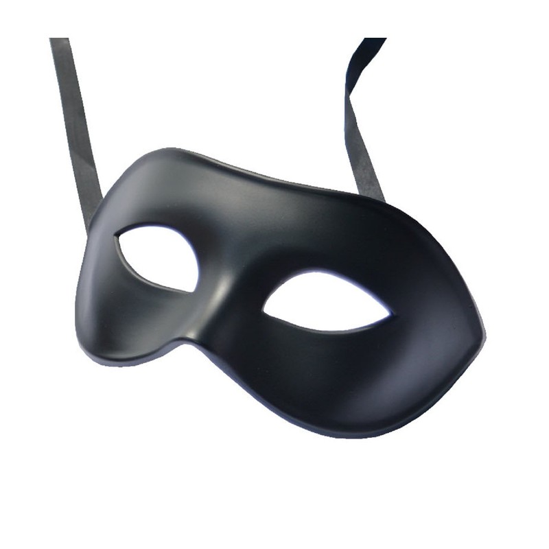 FHS Men's Mask Black Matt Classic Style Venetian Mask, Masquerade,