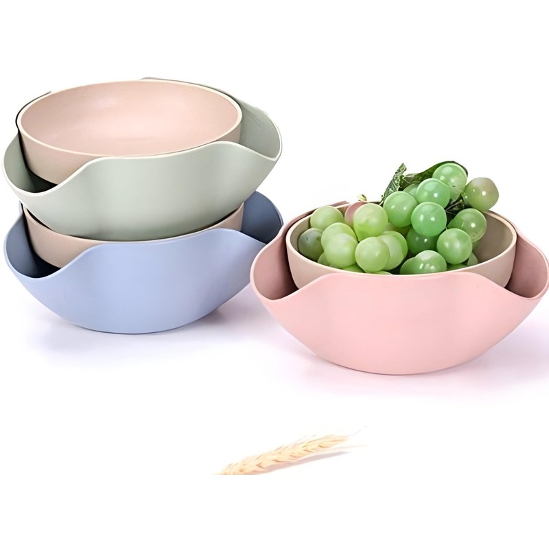 Bamboo's Grocery Double Dish Snack Bowl For Pistachios, Peanuts, Edamame,