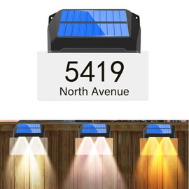 MEDOYOH Solar DIY House Numbers Plaques, DIY House Signs Plaques Street Name Acrylic Board Painting IP65 Waterproof for Outdoor Address Signs, 3 Colors