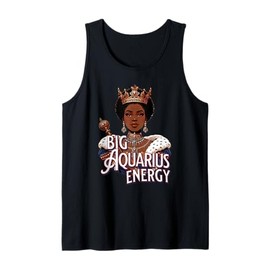 Big Aquarius AF Vibes Queen Zodiac Energy Crown Afro Regal Tank Top