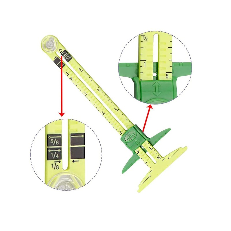 Luvilly5-in-1T-shaped Sliding Gauge Measuring Sewing,Sliding Sewing Gauge Quilting Tools Fabric