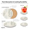 VEYRO Absorbent Ceramic Coasters Set of 6 with Holder