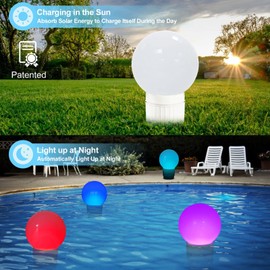 KingSom Pool Chlorine Dispenser Floater,Spa Chemical Dispenser with Colorful Solar Ball Lights,Floating Pool Chlorinator Easy Opening,3inch Tablets Chlorine Bromine Holder for Hot Tub,Anti-Sinking