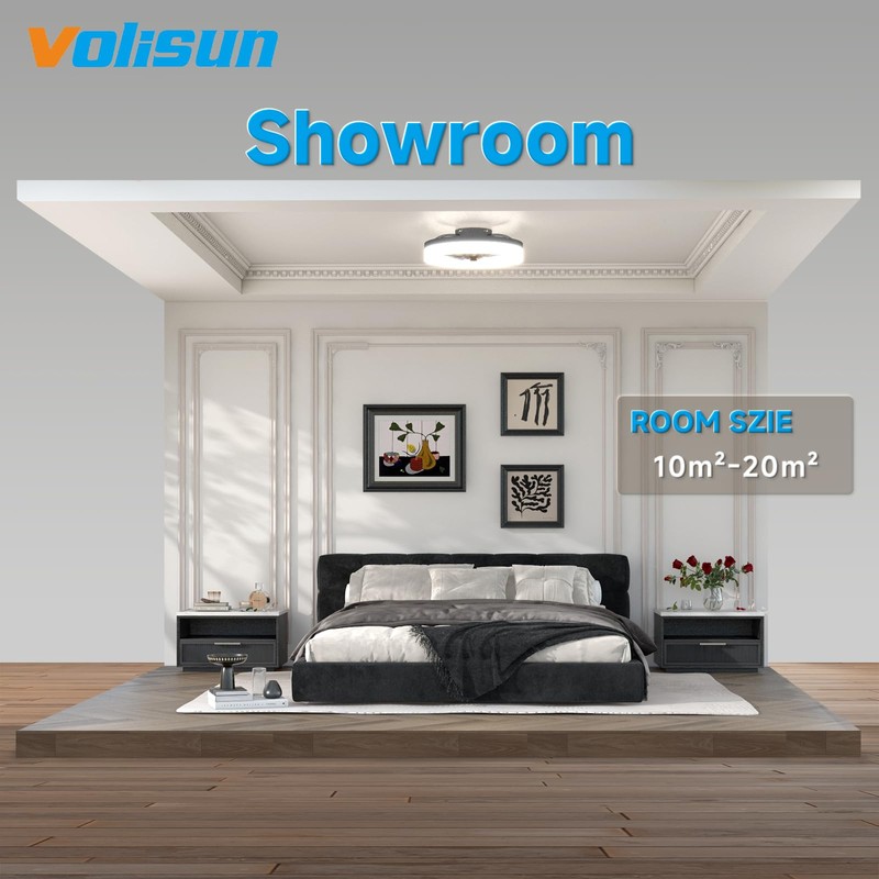 VOLISUN Low Profile Ceiling Fans with Lights and Remote, 15.7in