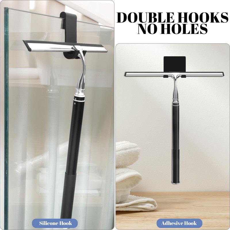 Shower Squeegee with Long Handle,Window Squeegee with Extension Pole Squeegee