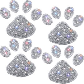 BBTO 4 Pcs Dog Paw Print Stickers Bling Rhinestone Car Decoration Bling Rhinestone Paw Decals White Rhinestone Car Stickers Bling Dog Paw Print Car Stickers for Car Bumper Window Laptops Decoration