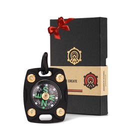 MecArmy Compass Glow in the Dark with Necklace CMP2 Compass Small Precision Titanium/Brass/Copper IPX5 Waterproof Direction Keychain Compatible Outdoor Climbing Camping Hiking Cycling