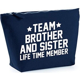 Hippowarehouse Team brother and sister life time member printed make up cosmetic wash bag 18x19x9cm