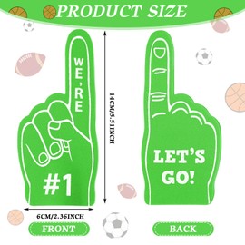 Sinmoe 48 Pieces Sport Party Favors Fan Foam Finger Mini #1 Basketball Baseball Football Soccer Team Cheerleader Gifts for Sporting Events Games Birthday Supplies(Green)