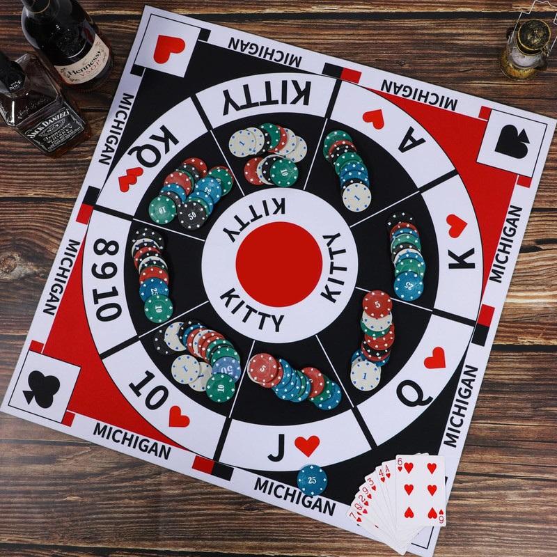 Medikaison Michigan Rummy Board Game Set Tripoley Game Felt Mat