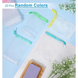 Soap Bags, 20 Pcs Soap Bag for Shower - Double Layer Mesh Soaps Net for Washing Body, Facial Cleaning, Travel & Home Use, (Random Assorted Colors)