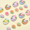 Stiesy 20Pcs Resin Flower Flatback Cabochons Flower Slime Charms Opaque