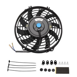 Twilight Garage 9" inch Universal High Performance 12V 80W Slim Electric Cooling Radiator Fan with Fan Mounting Kit - Black