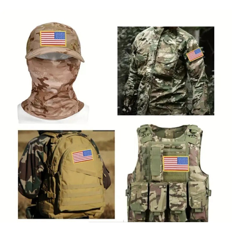 Reverse USA American Flag Embrioded Patch, Hook and Loop, Closures,Self