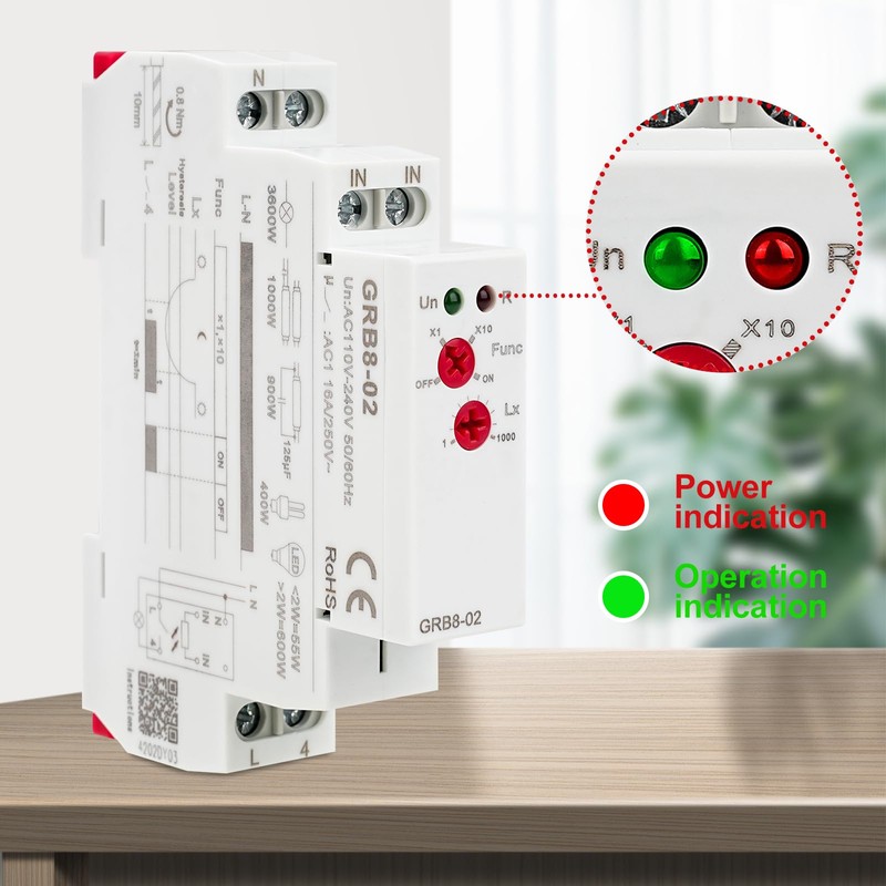 BuyWeek GRB8-02 Light Sensor Relay DIN Rail Mount Optoelectronic Timer