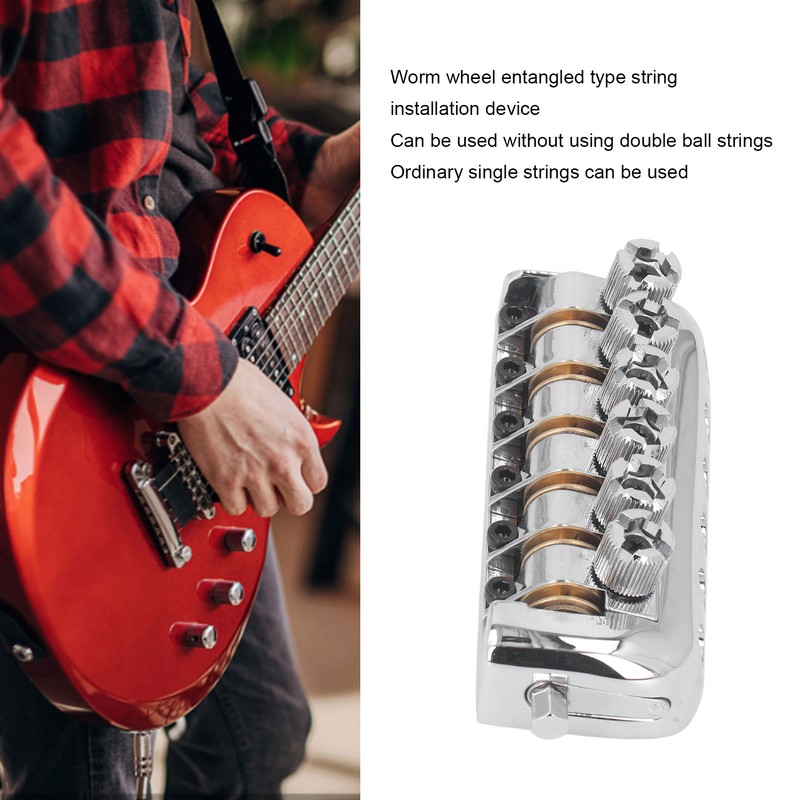 Headless Guitar Bridge Tailpiece 6 String Saddle with Worm Involved