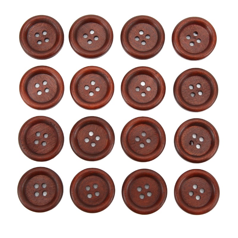 100Pcs Wooden Button 20mm 4 Holes Delicate Cute Waterproof Clothing