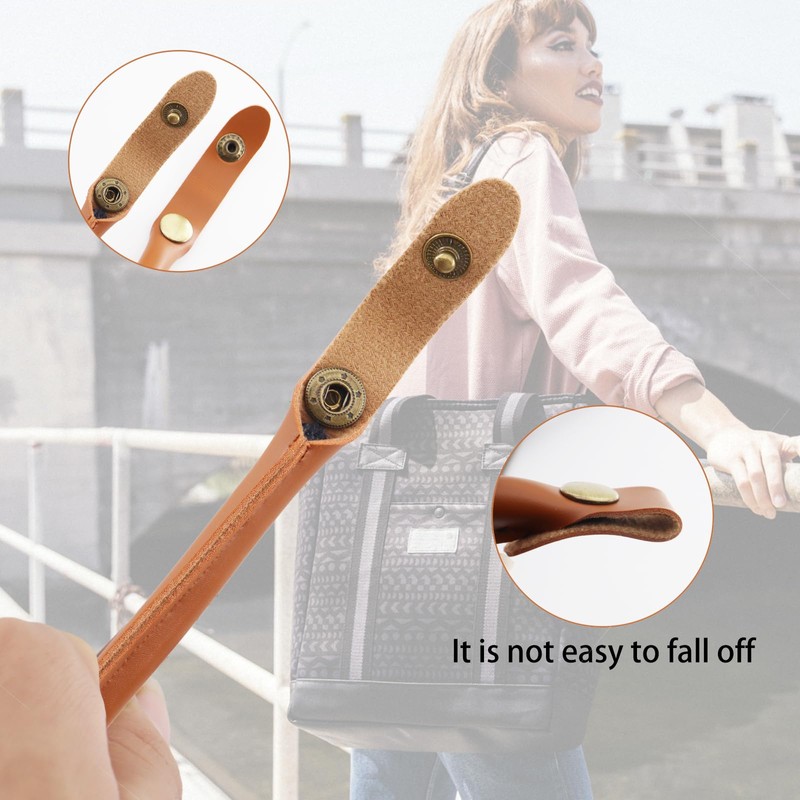 alwaiiz Pack of 2 Press Stud Bag Handles, Leather, Replacement