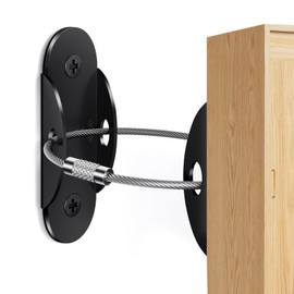 Anti Tip Furniture Anchors, 6 Packs Furniture Anchors for Baby Proofing Earthquake Straps for Furniture Dresser Wall Safety Anchor Furniture Safety Straps Wall Straps, Black (Black)