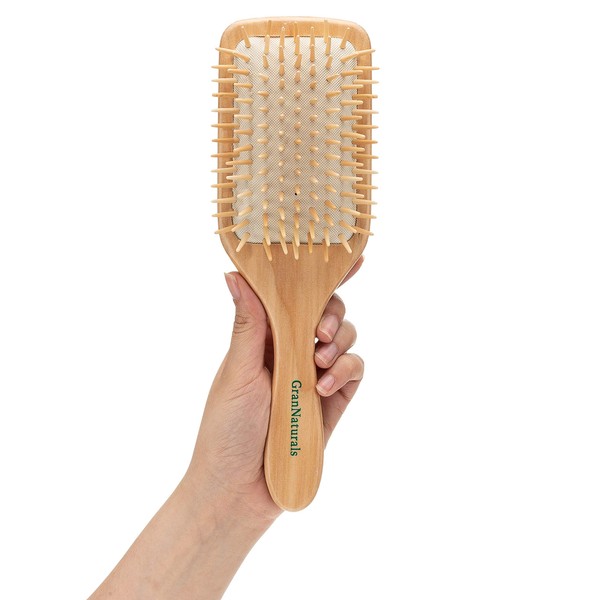 Wooden Bristle Paddle Hair Brush | Length 10.25" Width 3.5"| Large Flat Natural Eco Friendly Wood Handle Hairbrush for Men & Women with Thick, Curly, Wavy Long Hair