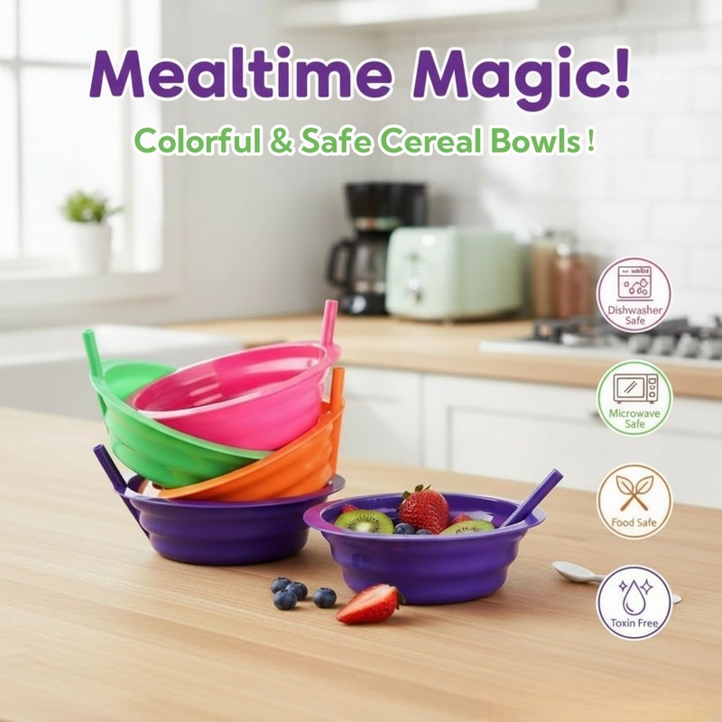 Mezchi 16 Pack Cereal Bowls with Straws, 22 Oz Breakfast