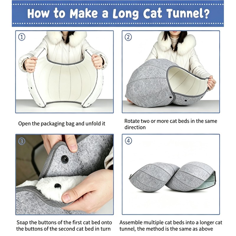 COLMO Cute Shell Cat Bed Cave Tunnel Toy Ball Multifunction