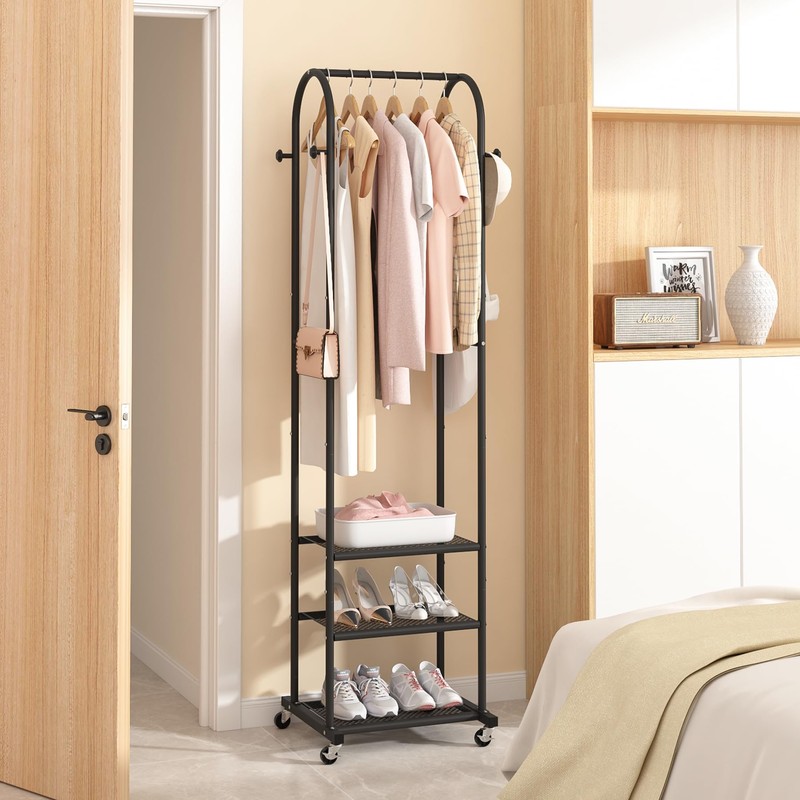 Kaitiemoo Heavy Duty Clothing Rack With Wheels,Modern Garment Rack With