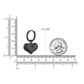 Black Heart Drop Earring for Women,Dangle Huggie Hoop Jewelry for Her