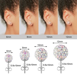 AOEDEJ 1 Piece Disco Ball Earrings for Women Silver Ball Earrings Crystal Earrings Studs Silver Crystal Earrings Cubic Zirconia