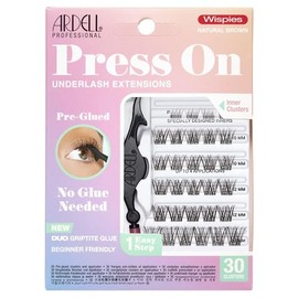 Ardell Extensiones de pestañas postizas a presión, color marrón natural, racimos de pestañas individuales prepegadas, no necesitan pegamento, extensio