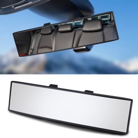 Piburth Rear View Mirror for Car, 12.1 inch Interior Clip-on Panoramic Convex Rearview Mirrors, Extended Rear View Mirror for Car, Rear View Mirror Accessory (White)