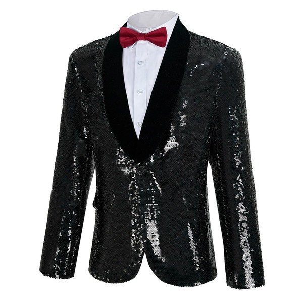 Men's Sequins Suit Shiny Jacket Sparkly Blazer Glitter Clothes Party