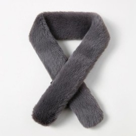 Lala 라라 퍼 목도리 쁘띠-다크 그레이 (라라 캔버스백 증정) (LALAF178) Lala Fur Scarf Petit - Dark Gray (Gift with Lala Canvas Bag) (LALAF178)