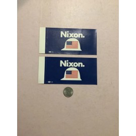 (2) Nixon Hard Hats Bumper Stickers 1968 RARE Richard Nixon for President