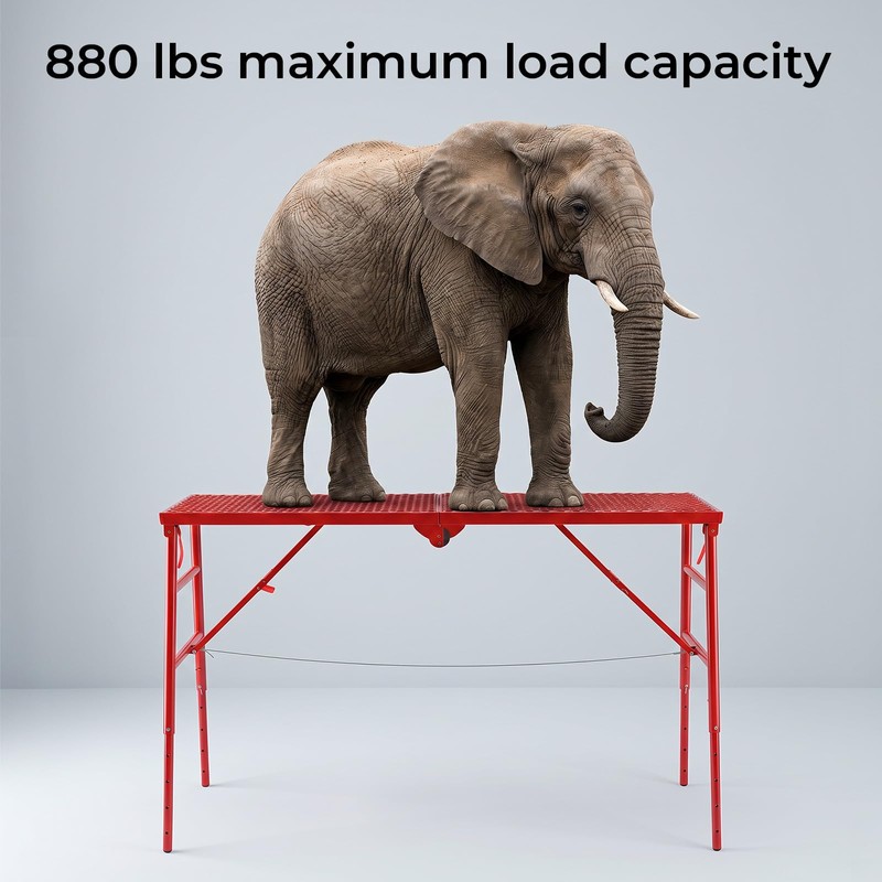 Scaffolding Platform, 880LBS Foldable Work Platform 6-Gear Height (33"-53")